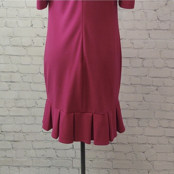 DKNY Size 8 Pink Puff Sleeve Pleated Shift Dress - Picture 6 of 11